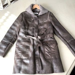 Kenneth Cole Vegan Leather Hooded Coat Jacket